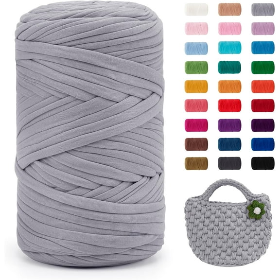 T-Shirt Yarn, 400g/131 Yards Elastic Fabric Crochet Cloth T Shirt Yarn, Thick Hand Knitting Yarn for Crocheting Bags/Baskets/Rugs, Home Decor, DIY Crafts