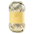 thumbnail image 1 of T-Shirt Yarn Metal Crochet Yarn for Bags Basket DIY Craft Glossy Yarn Shiny Cloth Knitting Yarn Apply Crocheting Handmade Projects 100 Grams/Roll Champagne Gold, 1 of 9