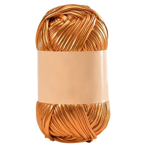T-Shirt Yarn Metal Crochet Yarn for Bags Basket DIY Craft Glossy Yarn Shiny Cloth Knitting Yarn Apply Crocheting Handmade Projects 100 Grams/Roll Ginger