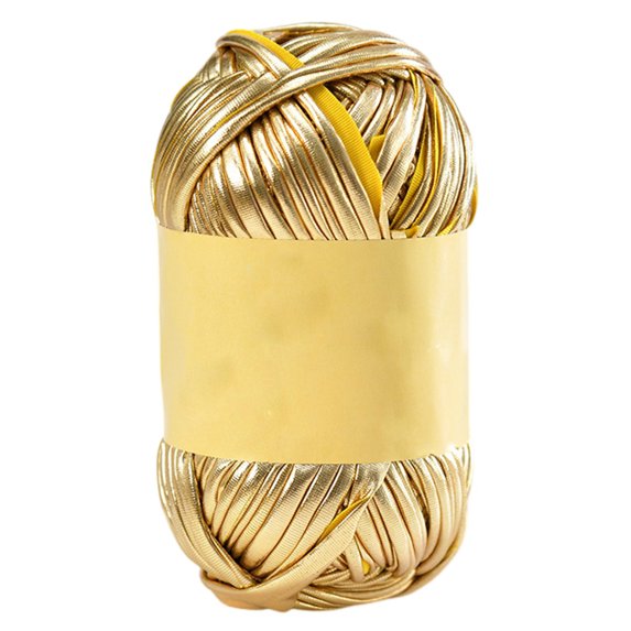 T-Shirt Yarn Metal Crochet Yarn for Bags Basket DIY Craft Glossy Yarn Shiny Cloth Knitting Yarn Apply Crocheting Handmade Projects 100 Grams/Roll Golden
