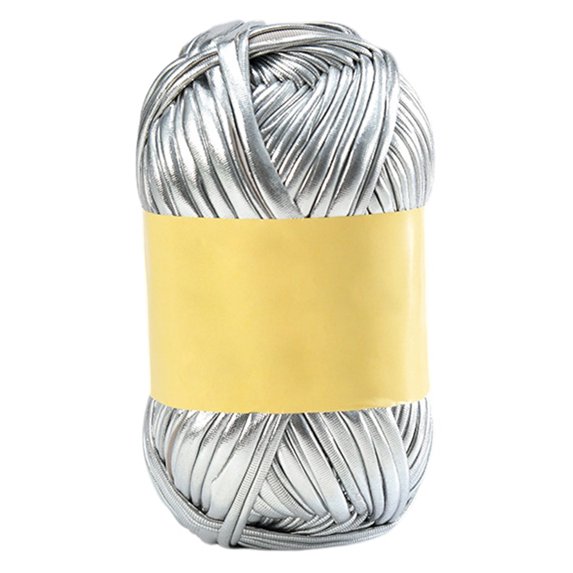 T-Shirt Yarn Metal Crochet Yarn for Bags Basket DIY Craft Glossy Yarn Shiny Cloth Knitting Yarn Apply Crocheting Handmade Projects 100 Grams/Roll Silver Gray