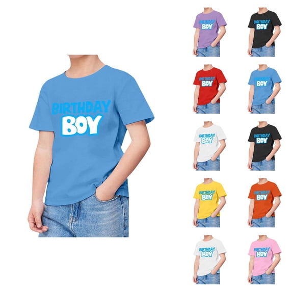 T Shirt for Boys Birthday Party Apparel Youth Kids Short Sleeve Graphic Print T-Shirt Happy Birthday Theme Tops Trendy Fashion Present for Boys