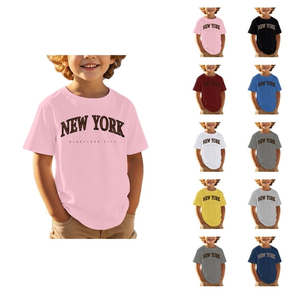 T Shirt for Boys Everyday Kids Wear Boys Girls Printed Short Sleeve T-Shirt Loose Fit Casual Sports Top Durable Cotton Tee for Children's Daily Play