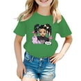 thumbnail image 1 of T Shirt for Girls Short Sleeve Cartoon Graphics Round Neck Kids Funny Tee Size 9-10 Years,Green, 1 of 5