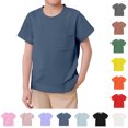 thumbnail image 1 of T Shirt for Girls Short Sleeve Crewneck Pocket T Shirts Casual T Shirt Tops Boys T Shirts, Size 2-13 Years, 1 of 5