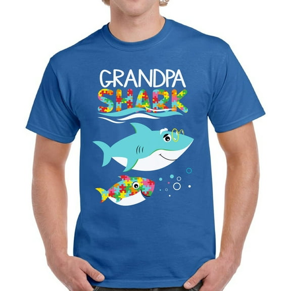T-Shirt for Him Grandpa Shark Autism - S M L XL 2XL 3XL 4XL 5XL - Mens Shirt Graphic Tee