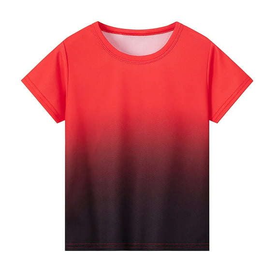 T Shirt for Kids Toddler Boys Girls Round Neck Gradient Color Sweatshirt Trendy Casual T-Shirt Top Tees,Red,6-7 Years