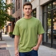 thumbnail image 1 of T-Shirt for Man Short Sleeve Crew Neck Basic Light Green Shirts Mens Shirts Casual, 1 of 4