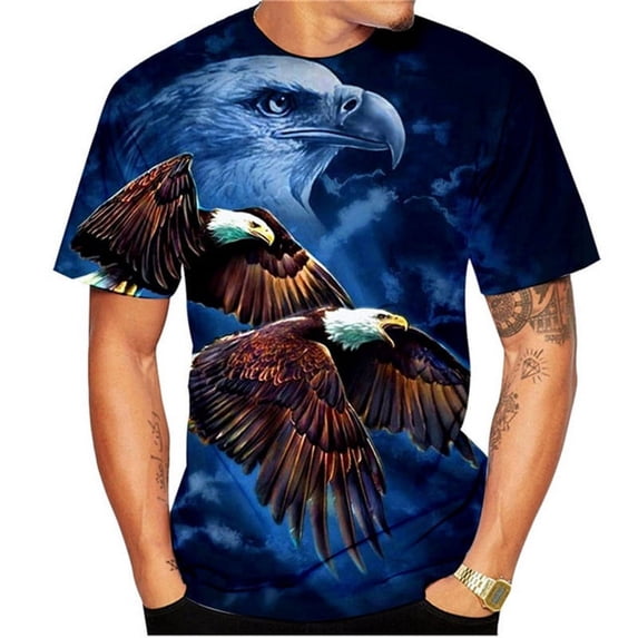 T Shirt for Men-3D Print Tshirt Men Funny Graphic Tees Men 3D Animal Eagle Round Neck Tee Shirt