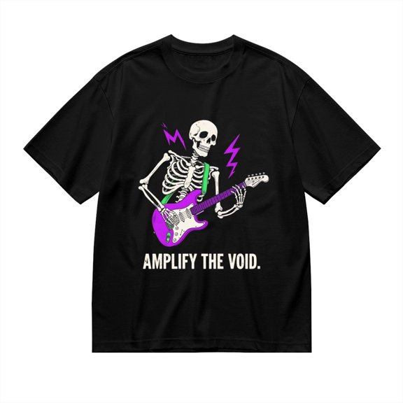T Shirt for Men, Amplify The Void, Skull Guitarist Print1, Vintage Graphic Tees Men, 23931397,XXL