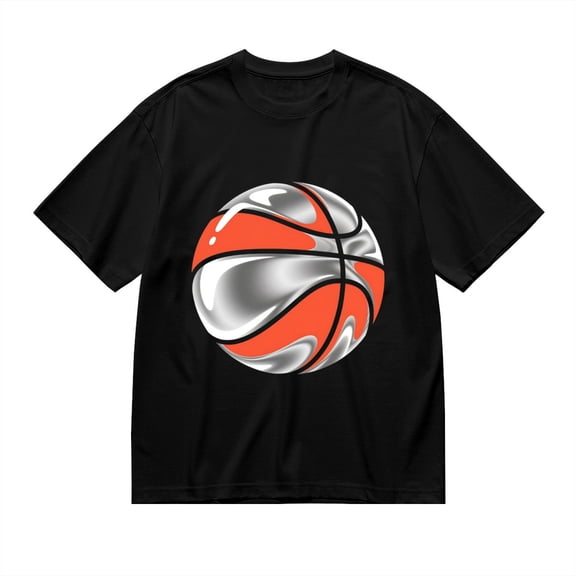 T Shirt for Men, Basketball Dream,Silver Orange Print, Vintage Graphic Tees Men, 23986132,XL
