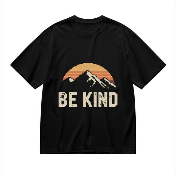 T Shirt for Men, Be Kind, Pixel Sunset Print1, Vintage Graphic Tees Men, 23931550,L