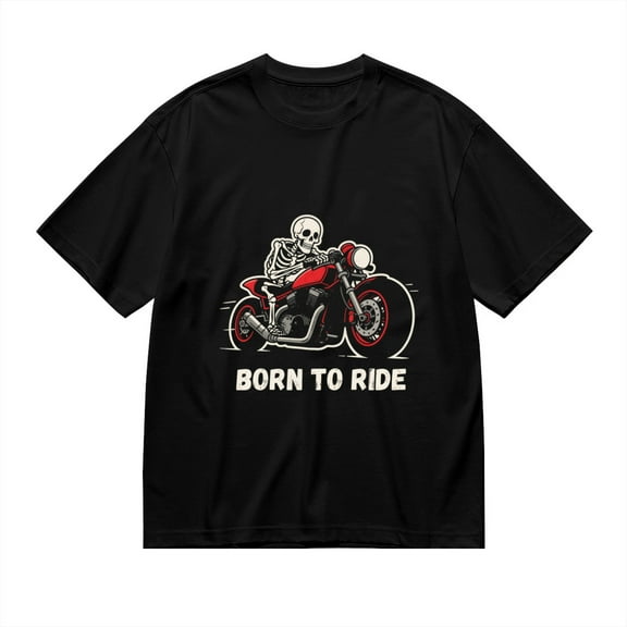 T Shirt for Men, Born To Ride,Skeleton Motorcycle Print 1, Vintage Graphic Tees Men, 23986097,3XL