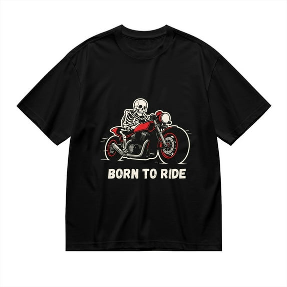 T Shirt for Men, Born To Ride,Skeleton Motorcycle Print 1, Vintage Graphic Tees Men, 23986097,XXL