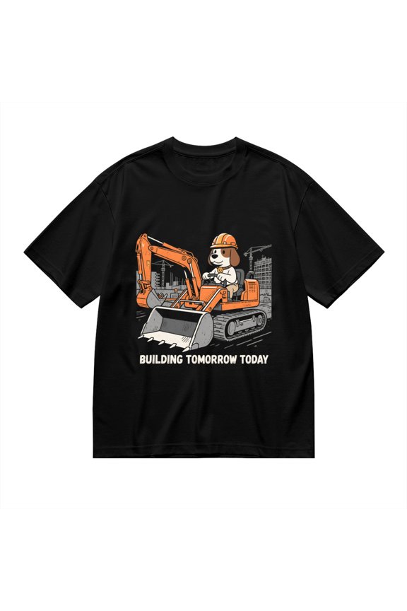 T Shirt for Men, Building Tomorrow Today,Dog Construction Print, Vintage Graphic Tees Men, 23986022,3XL