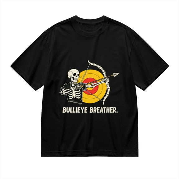T Shirt for Men, Bullseye Breather, Skull Archery Print, Vintage Graphic Tees Men, 23931483,M