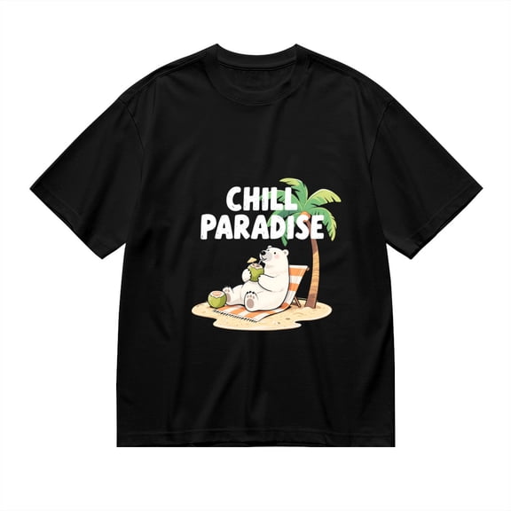 T Shirt for Men, Chill Paradise,Polar Bear Coconut Print 1, Vintage Graphic Tees Men, 23986093,3XL