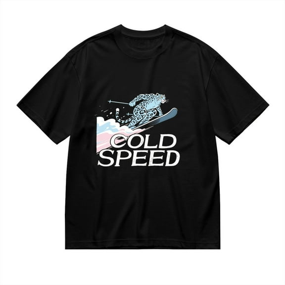 T Shirt for Men, Cold Speed,Snow Leopard Ski Print, Vintage Graphic Tees Men, 23986095,3XL