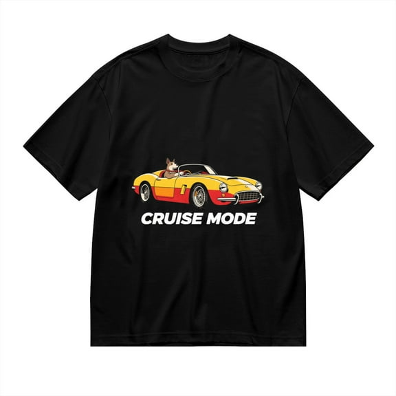 T Shirt for Men, Cruise Mode,Dog Car Print 2, Vintage Graphic Tees Men, 23986119,XL