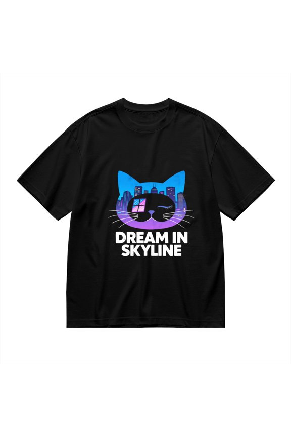 T Shirt for Men, Dream In Skyline,Cat City Print 1, Vintage Graphic Tees Men, 23986066,3XL