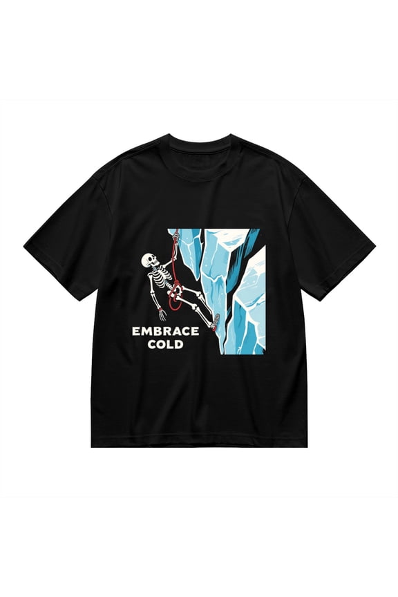 T Shirt for Men, Embrace Cold, Ice Climbing Skull Print2, Vintage Graphic Tees Men, 23931395,3XL