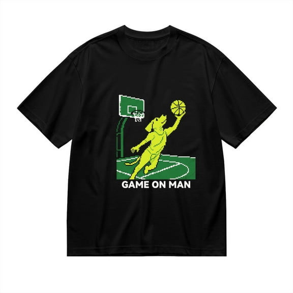 T Shirt for Men, Game On Man,Dog Basketball Print, Vintage Graphic Tees Men, 23986088,M