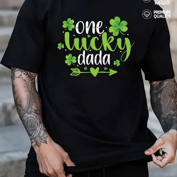 T-Shirt for Men Graphic Comfort Colors Casual Loose Fit Short Sleeve Round Neck Print - Men's Lucky Dada Shirt Short Sleeve T
