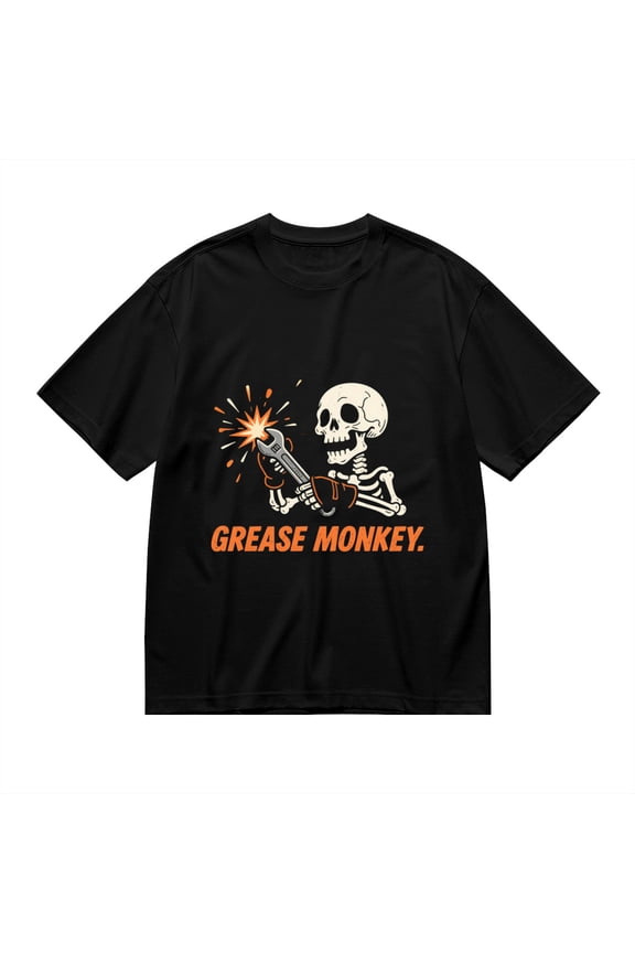 T Shirt for Men, Grease Monkey, Skull Mechanic Print, Vintage Graphic Tees Men, 23931506,3XL