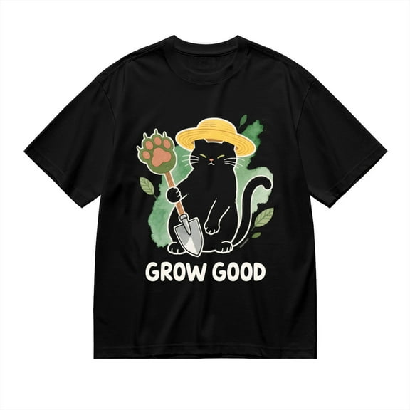 T Shirt for Men, Grow Good,Cat Gardening Print, Vintage Graphic Tees Men, 23986011,XL