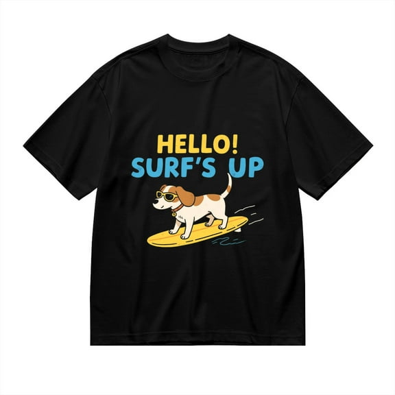 T Shirt for Men, Hello Surf'S Up, Dog Surfboard Print 1, Vintage Graphic Tees Men, 23931478,M