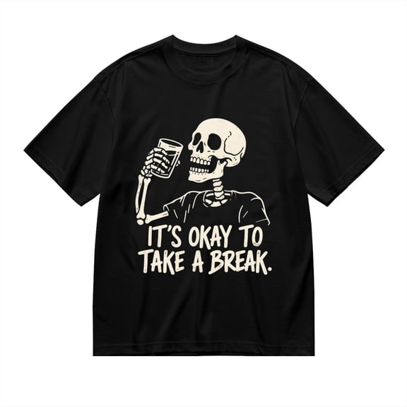 T Shirt for Men, It'S Okay To Take A Break, Skull Print 1, Vintage Graphic Tees Men, 23931023,XL