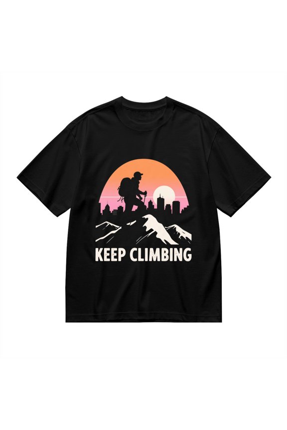 T Shirt for Men, Keep Climbing,Hiker Mountain Print 1, Vintage Graphic Tees Men, 23986052,XL
