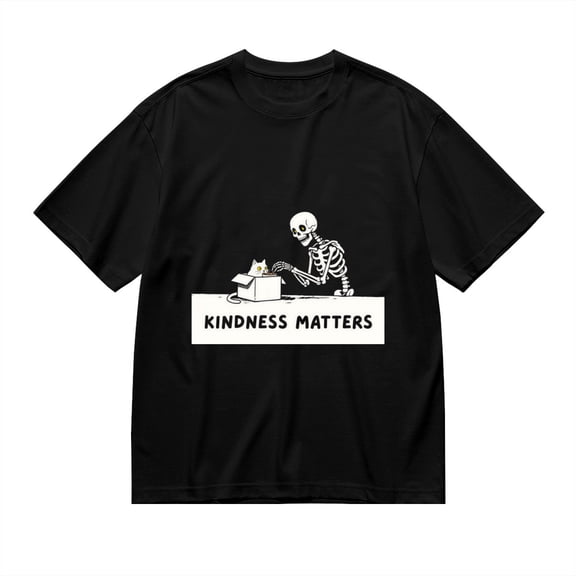 T Shirt for Men, Kindness Matters, Skull Feeding Cat Print 2, Vintage Graphic Tees Men, 23931546,3XL