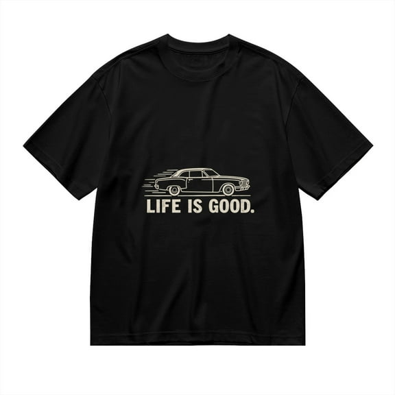 T Shirt for Men, Life Is Good, Vintage Car Print 1, Vintage Graphic Tees Men, 23931030,3XL