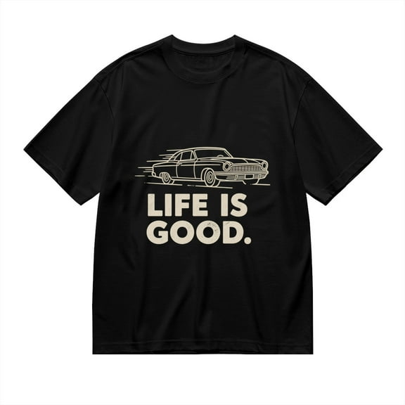 T Shirt for Men, Life Is Good, Vintage Car Print 2, Vintage Graphic Tees Men, 23930901,S