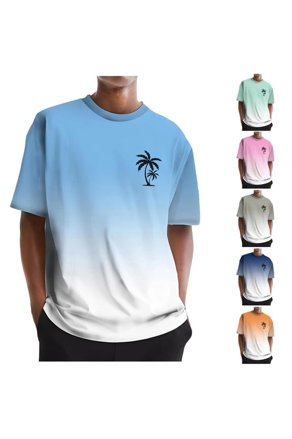 T Shirt for Men Loose Fit Short/long Sleeve Big & Tall Gym Apparel Regular Fit Gradient Crew Neck Casual Outdoor Basic Tee Tops