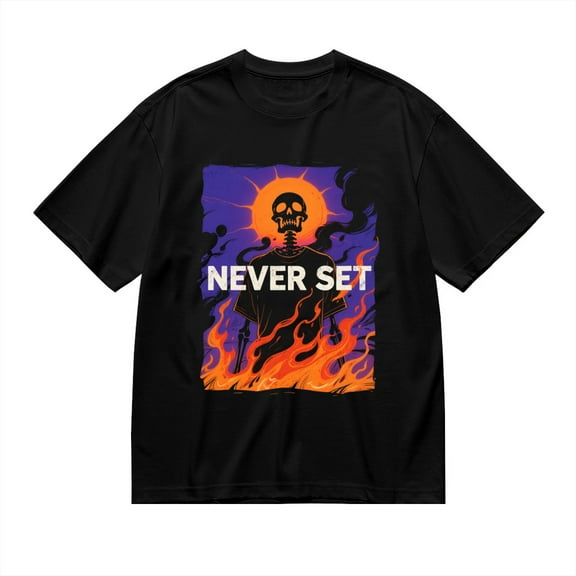 T Shirt for Men, Never Set,Skull Sun Print, Vintage Graphic Tees Men, 23985848,S