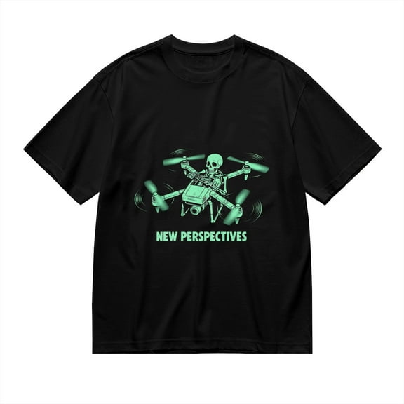 T Shirt for Men, New Perspectives, Skull Drone Print 1, Vintage Graphic Tees Men, 23930871,S