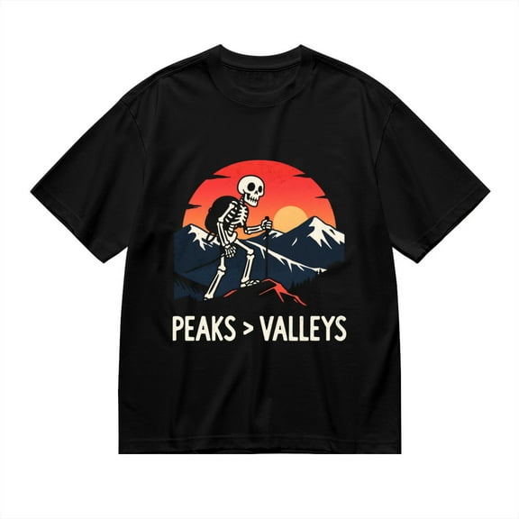 T Shirt for Men, Peaks , Valleys,Skeleton Mountain Print 1, Vintage Graphic Tees Men, 23985910,S