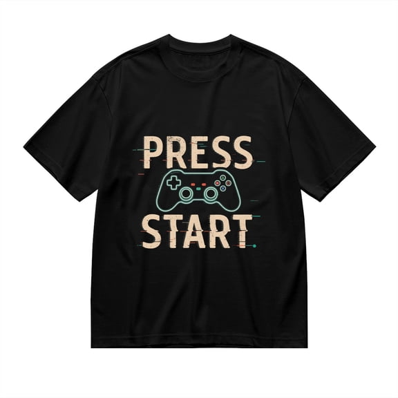 T Shirt for Men, Press Start, Game Controller Print, Vintage Graphic Tees Men, 23931029,XL