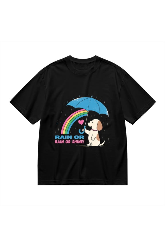 T Shirt for Men, Rain Or Shine, Dog Umbrella Print, Vintage Graphic Tees Men, 23930805,S