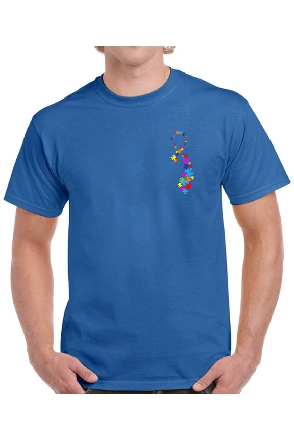T-Shirt for Men Ribbon Autism Puzzle - S M L XL 2XL 3XL 4XL 5XL - Mens Top Graphic Tee