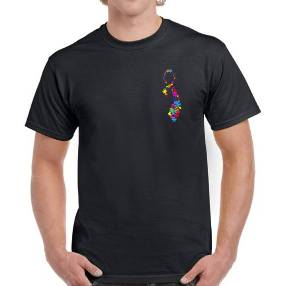 T-Shirt for Men Ribbon Autism Puzzle - S M L XL 2XL 3XL 4XL 5XL - Mens Top Graphic Tee