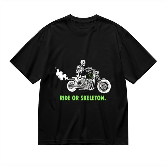 T Shirt for Men, Ride Or Skeleton, Skull Motorcycle Print 2, Vintage Graphic Tees Men, 23930833,S