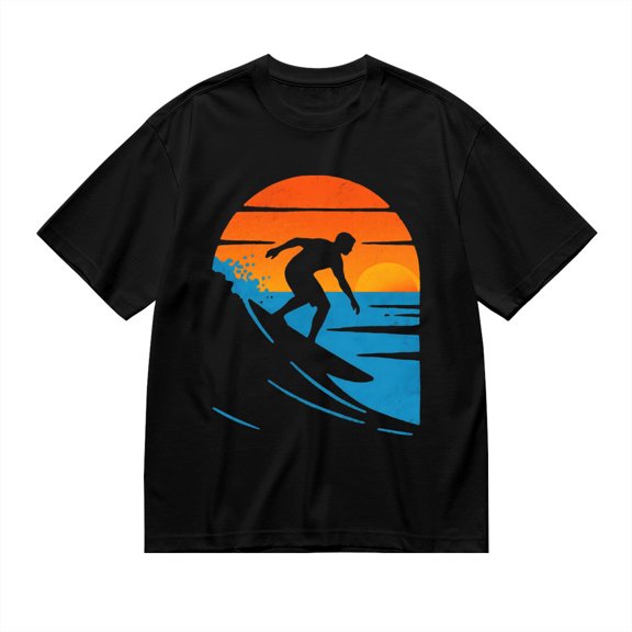 T Shirt for Men, Ride The Sunset,Surfer Silhouette Print, Vintage Graphic Tees Men, 23985967,3XL