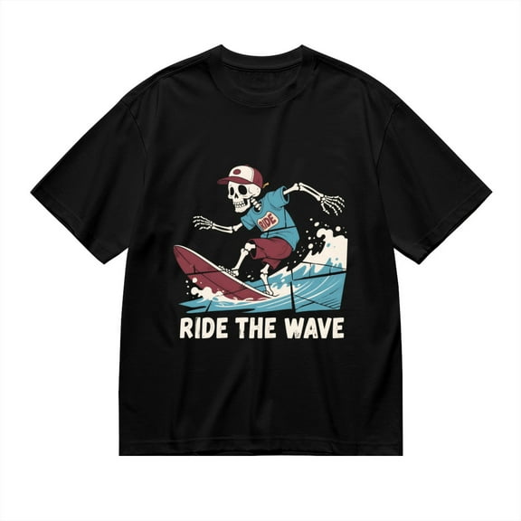 T Shirt for Men, Ride The Wave,Skeleton Surfing Print 2, Vintage Graphic Tees Men, 23985882,3XL