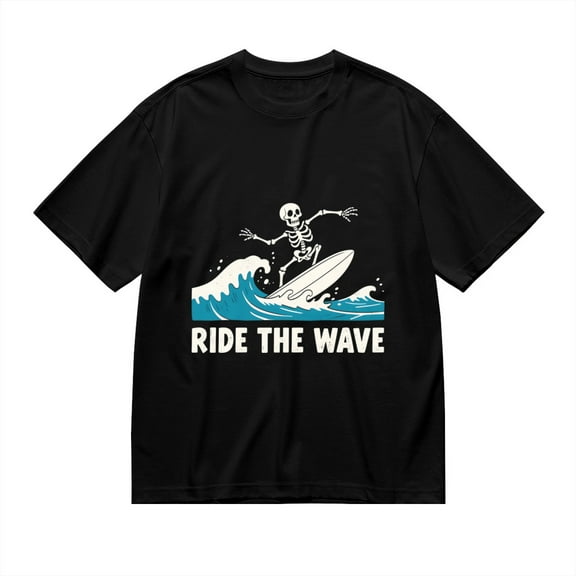T Shirt for Men, Ride The Wave, Skull Surfer Print2, Vintage Graphic Tees Men, 23931010,S