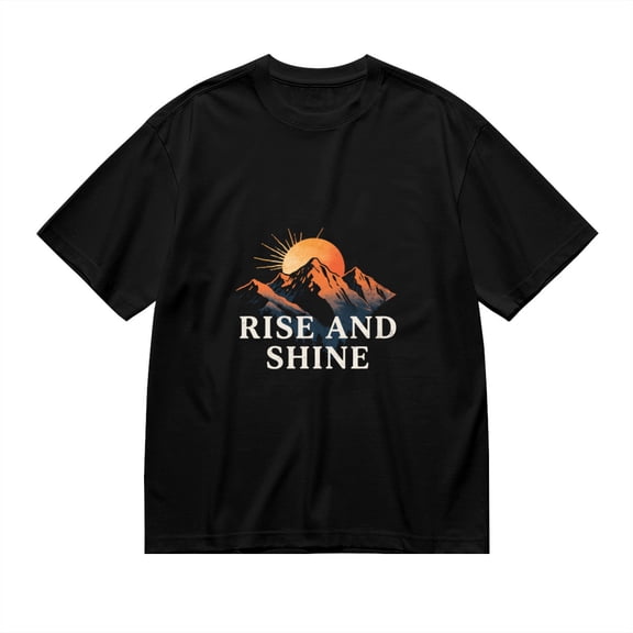 T Shirt for Men, Rise And Shine,Mountain Sunrise Print, Vintage Graphic Tees Men, 23985880,M