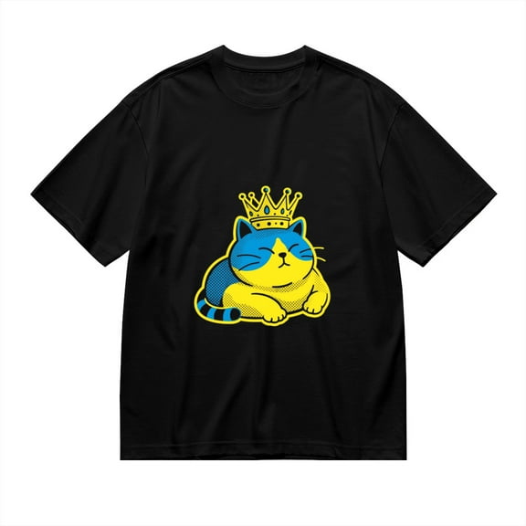 T Shirt for Men, Royal Nap,Crown Cat Print, Vintage Graphic Tees Men, 23985839,S