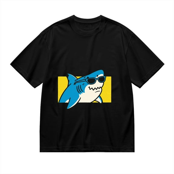 T Shirt for Men, Shark Style,Cartoon Shark Print, Vintage Graphic Tees Men, 23985864,S